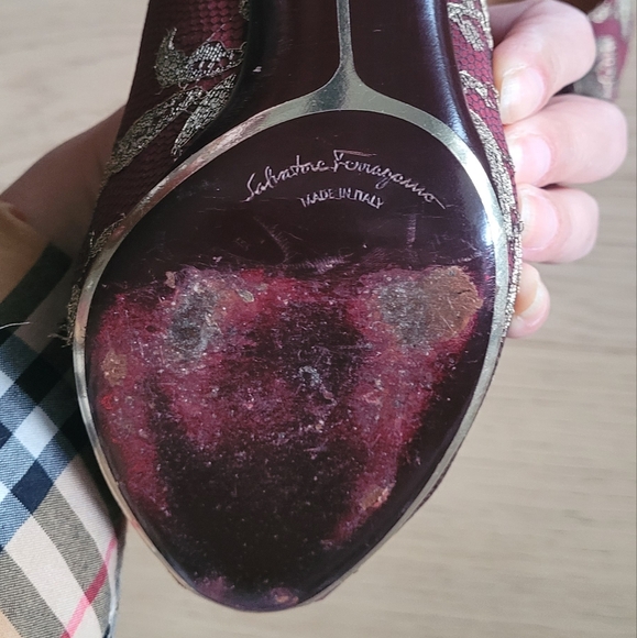 Salvatore Ferragamo Peep-toe Satin Pumps - Picture 5 of 8